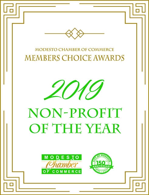 A certificate from the Modesto Chamber of Commerce, naming VIPS the 2019 Non-Profit of the Year.